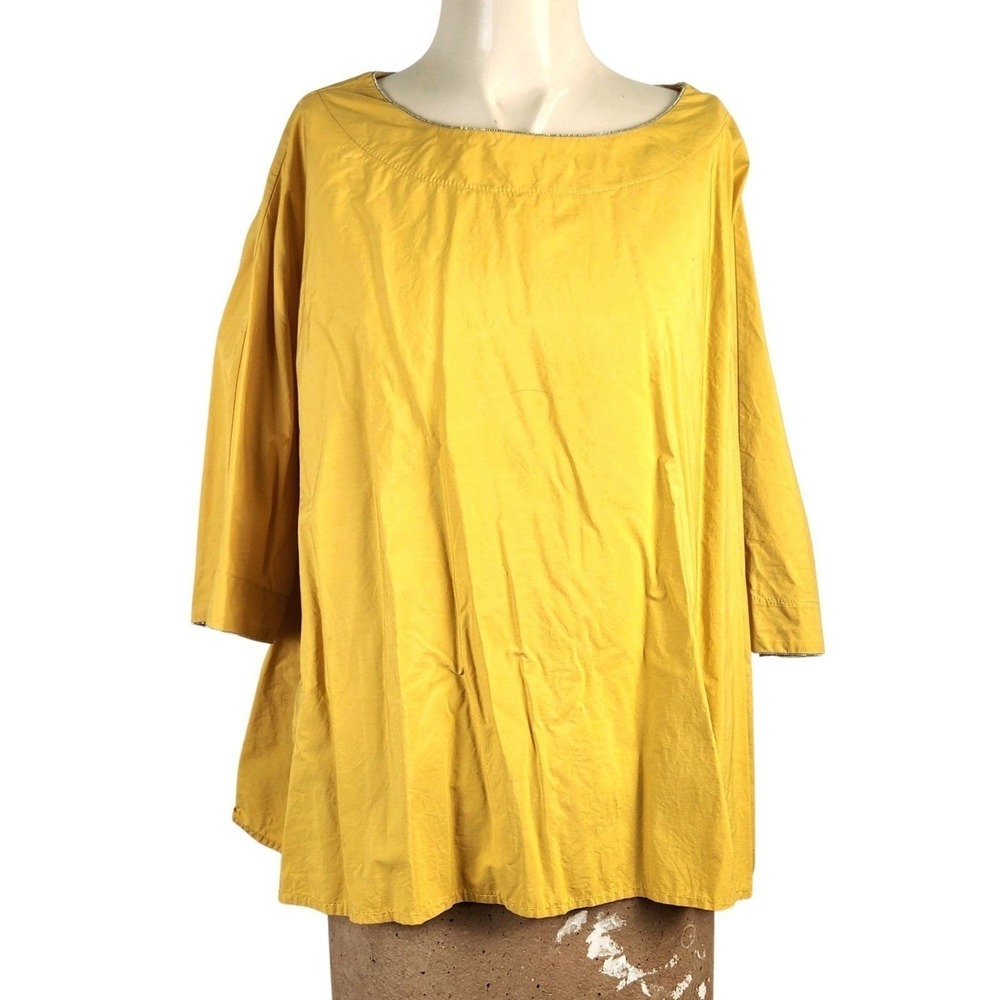 Otto d'Ame Mustard Yellow Oversized Tunic Blouse‎ Women Size 8 Italian